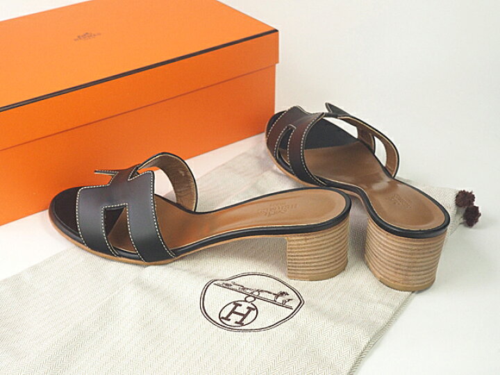 楽天市場】富士屋◇エルメス HERMES オアジス サンダル カーフ 黒  