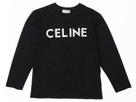 富士屋◆セリーヌ CELINE ロゴ ロングTシャツ レディース ブラック Lサイズ クリーニング済み【中古】