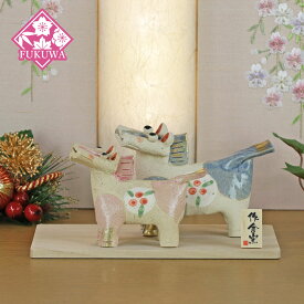 干支 置物 午 十二支飾り 干支の置物 十二支 かわいい おしゃれ 置物(午 たたら飾り 親子 R8-K26-06-30) 正月飾り インテリア 陶器 コンパクト 小型 日本土産 プレゼント 贈り物 馬