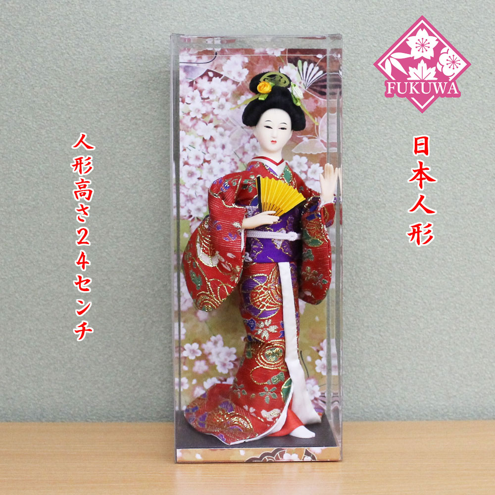 楽天市場】日本人形【舞踊・舞妓 赤金ちらし】２４センチ日本のお土産 