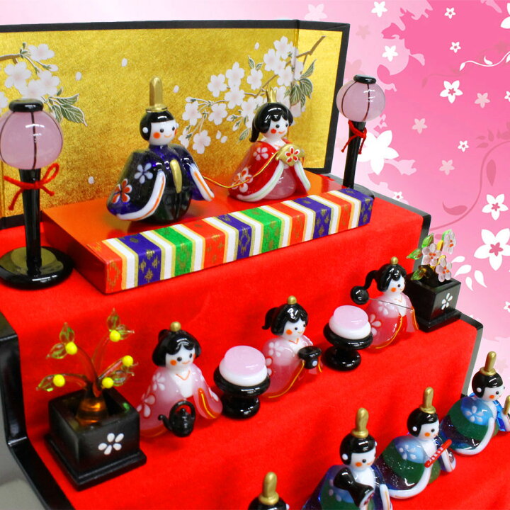 ガラス細工 桜橘ペア（台付）ミニチュア 置物 雑貨 小物 雛人形 雛祭り 