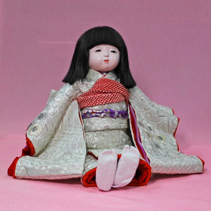 楽天市場】市松人形 味岡映水作 12号総正絹蘇州本手刺繍市松人形NO73 