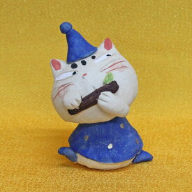 ハロウィン 置物 小人猫（青） k100-1031【ひろ陶房 陶器 置物】