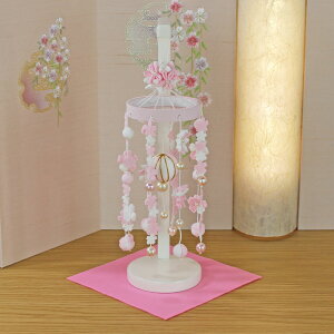 つるし雛 つるし飾り おしゃれ コンパクト ミニ 飾り台 付き(ミニミニつるし飾り ピンク&ブルー)