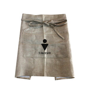 ワンポイント名入れギフト|カフェエプロン 【□ 黄麻 調】【□プリント:ブラック】【□1.男子マーク】(簡単オーダー) 名入れ エプロン 父の日 ギフト 誕生日 プレゼント 男性 敬老の日