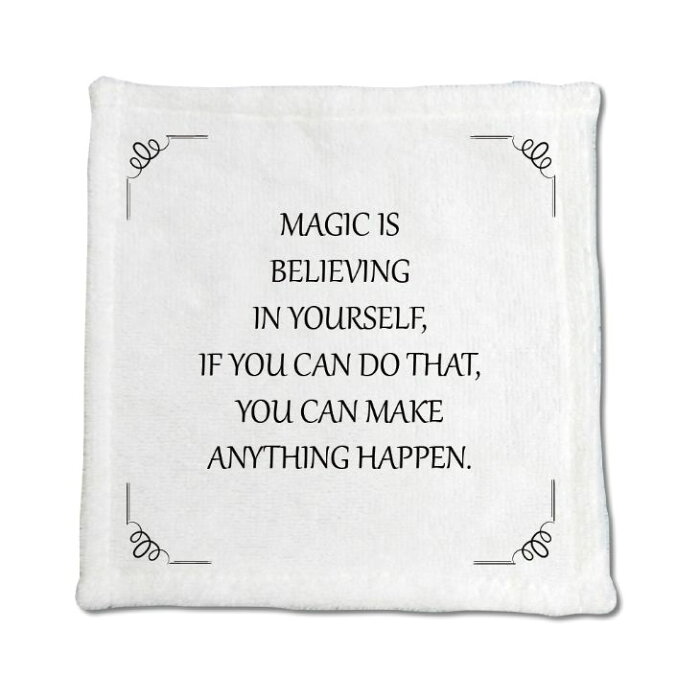 楽天市場 英語 名言 グッズ ハンドタオル Magic Is Believing 156 コイル 148mm 148mm ミニタオル オリジナル おすすめ かっこいい 父の日 オリジナルグッズ専門店ファンクリ