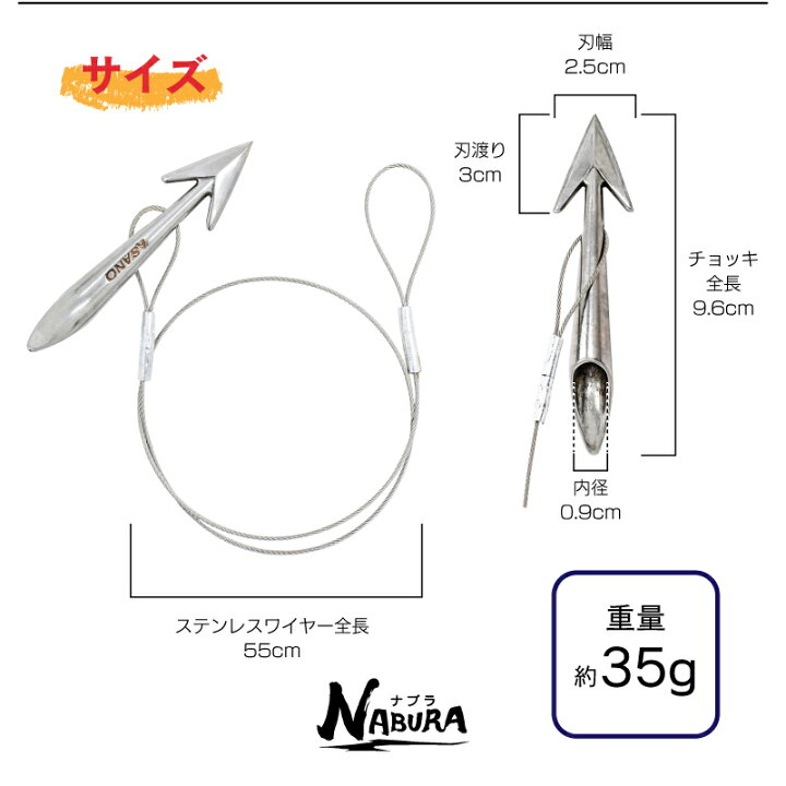 楽天市場】【公式】ナブラ 大型魚専用 打ち込み銛 チョッキワイヤー 