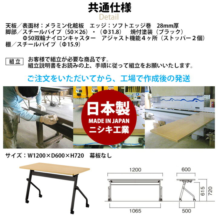 楽天市場】スタッキングテーブル E-HFLB-1260 幅1200x奥行600x高さ 