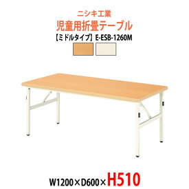 保育園 テーブル 折りたたみ 幼稚園 机 子供用テーブル E-ESB-1260M 幅1200x奥行600x高さ510mm ミドルタイプ 学童保育 塾 託児所 キッズテーブル 長机 ローテーブル 折りたたみテーブル 軽量 軽い 完成品 日本製