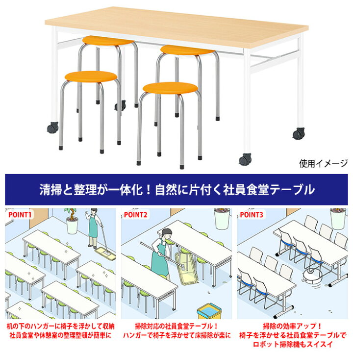 楽天市場】社員食堂テーブルセット 4人用 会社 食堂テーブル E-RHM 