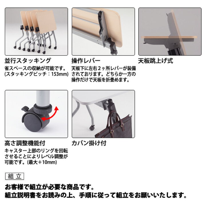 楽天市場】スタッキングテーブル NTA-N1560 幅1500x奥行600x高さ720mm 
