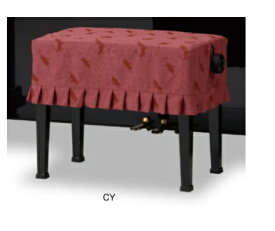 ピアノ椅子カバー　CY-695CE　ねこ音符柄ジャガード織　エンジ