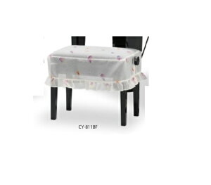 ピアノ椅子カバー CY-811BF ベンチ型椅子カバー 花びらプリントボイルレース ベージュ