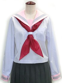 KURI-ORIクリオリ セーラー服 長袖 白身頃×ピンク衿 165B-175B 日本製