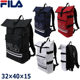 FILA ロールトップデイバッグ 軽量 大容量 FM2023 白黒紺赤