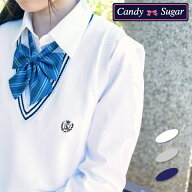 スクールベスト 春夏用　ライン入りコットンベスト 白/グレー/紺 女子用 CandySugar(キャンディシュガー)