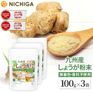 九州産 しょうが粉末 100g×3袋 着色料不使用 香料不使用 保存料不使用 ジンジャー 生姜100% 温活 ジンゲ…