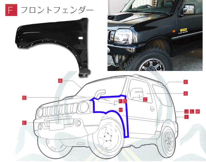 ジムニー jb23 FRP フェンダー ダクト付き
