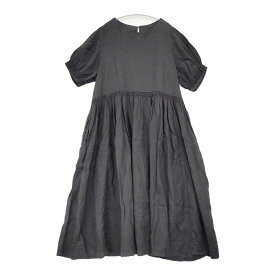 nest Robe 01172-1016-2 リネンギャザーワンピース 製品染め 日本製 半袖 ワンピース ブラック レディース ネストローブ【中古】6-0421S