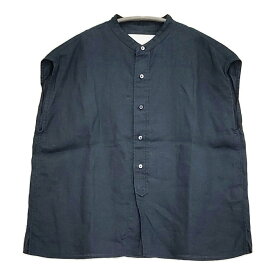 TICCA リネンフレンチシャツ 定価23100円 0251401403 ノースリーブ ブラウス シャツ 25SS ネイビー レディース ティッカ【中古】6-0227S