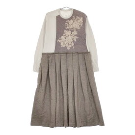 gasa 13233-06411 中庭の花々 花柄ニットコンビワンピース 定価71500円 ワンピース 23AW ベージュミックス レディース ガサ【中古】5-0213T