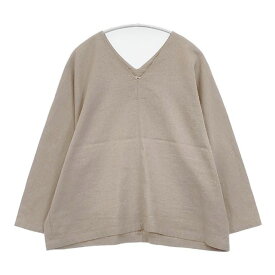 evam eva シルクリネンプルオーバー Vネック 定価24200円 E221T055 ブラウス シャツ ベージュ レディース エヴァムエヴァ【中古】6-0429M