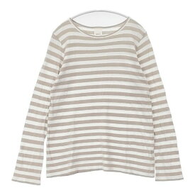 Veritecoeur et ses COPAINS coc-003 ボーダー コットンリネン 長袖Tシャツ カットソー ロンT ホワイト ベージュ レディース ヴェリテクールエセコパン【中古】6-0608M