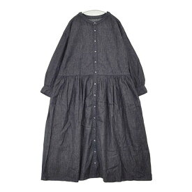 nest Robe 01233-1427-1 コットンリネンダンガリーギャザーワンピース 日本製 サイズF ワンピース ネイビー レディース ネストローブ【中古】6-0609M