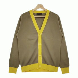 CABaN 59020402004 コットンカシミヤバイカラーVネックカーディガン 定価47300円 20AW カーキ イエロー レディース キャバン【中古】4-1230T