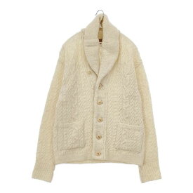45R/45rpm サフォークストレッチの908ケーブルショールカラー 定価68200円 ウールニット ジャケット アイボリー レディース フォーティーファイブアールピーエム【中古】5-1026T