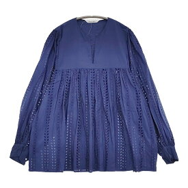 Toujours INDIAN LACE EMBROIDERY COTTON CLOTH 定価59400円 サイズ1 ブラウス シャツ 25SS ネイビー レディース トゥジュー【中古】5-0902M