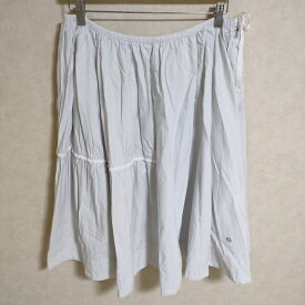 gasa レース付き ギャザー コットン スカート ライトグレー レディース ガサ【中古】4-0613M