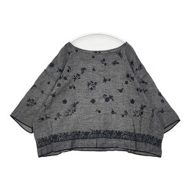45R/45rpm 歳時記カディ刺繍馬比古ブラウス 定価46200円 ブラウス シャツ チャコールグレー レディース フォーティーファイブアールピーエム【中古】6-0415M