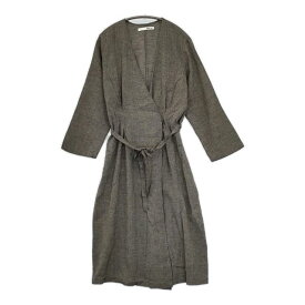 evam eva cachecoeur tuck robe リネンコットンウール E183T027 ローブ ガウン ベルト付き コート グレー レディース エヴァムエヴァ【中古】5-0730M