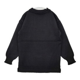Guernsey Woollens ガンジーセーター イギリス製 ウール セーター ニット ブラック メンズ ガンジーウーレンズ【中古】6-0114T