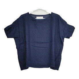 NATURAL LAUNDRY ボートネック リネン 麻100％ 753T-03 ブラウス シャツ ネイビー レディース ナチュラルランドリー【中古】5-0617S