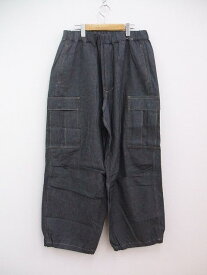 is-ness 定価35200円 NU WIDE 6PK PANTS コットンリネン サイズL ワイドパンツ ネイビー メンズ イズネス【中古】2-1208M☆