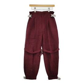 fumika uchida MOLE DOBBY BELTED SLACKS 定価74800円 　FU-K-PT004 パンツ ワインレッド レディース フミカウチダ【中古】5-0820G