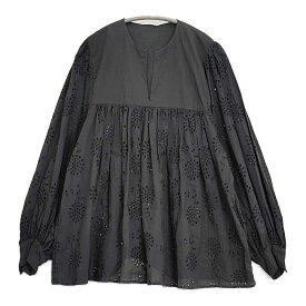 Toujours Classic Smock Shirt スモックシャツ カットワーク 定価59400円 サイズ2 ブラウス シャツ ブラック レディース トゥジュー【中古】6-0626M