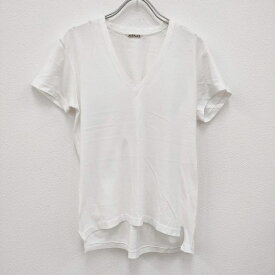 AURALEE SEAMLESS V-NECK TEE A00V06ST サイズ1 コットン 半袖Tシャツ カットソー ホワイト レディース オーラリー【中古】4-0516S◎