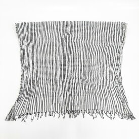Khadi and Co インド製 ストライプ コットン マフラー ストール ホワイト ブラック レディース カディ アンド コー【中古】5-0605M