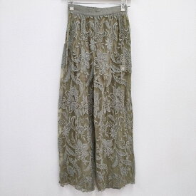 Ameri VINTAGE 新品 EMBROIDERY TULLE PANTS 定価19250円 M 刺繍 イージー パンツ カーキ レディース アメリヴィンテージ【中古】4-0405M♪