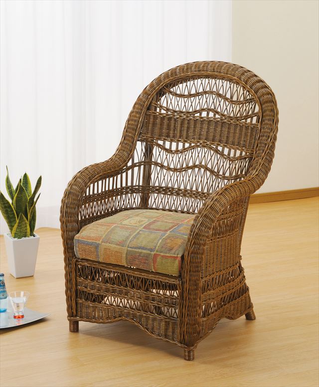 アームチェアー Y-707 ブラウン 籐 籐家具 座椅子 椅子 イス アジアンリビングルーム籐 ラタン 製 輸入品 完成品のサムネイル