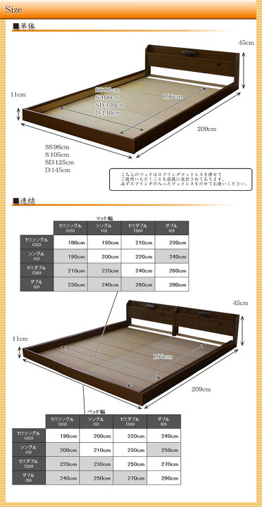 楽天市場】棚 コンセント 照明付フロアベッド ワイドキング190 圧縮 