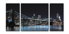 【スーパーセール対象商品】CANVAS ART キャンバスアート BrooklynBridge ブルックリンブリッジ Mサイズ W600×H300 3枚組 US-1001 kar-4999340s1 アートパネル 北欧 モダン 家具 インテリア 新生活 オススメ