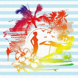 ハワイアンシルエット SILHOUETTE Sサイズ 15cm×15cm アートパネル ファブリックパネル アートボード 壁掛け 日本製 ラッピング付き 店舗 カフェ ラウンジ ロビー ホテル 法人 lib-pop-0046-s アートパ