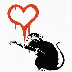 �o���N�V�[ �f�U�C�� Banksy Design ���{���K���C�Z���X �n�[�g bdld-1907-005 L�T�C�Y 57cm×57cm �A�[�g�p�l�� �t�@�u���b�N�p�l�� �A�[�g�{�[�h �Ǌ|�� ���{�� ���b�s���O�t�� �X�� �J�t�F ���E���W 