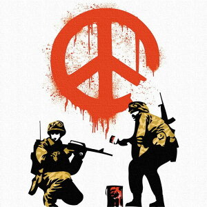 �o���N�V�[ �f�U�C�� Banksy Design ���{���K���C�Z���X �s�[�X�}�[�N �A�[�~�[ bdld-1907-007 M�T�C�Y 30cm×30cm �A�[�g�p�l�� �t�@�u���b�N�p�l�� �A�[�g�{�[�h �Ǌ|�� ���{�� ���b�s���O�t�� �X�� 