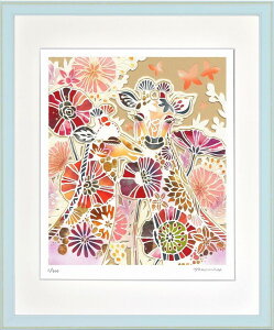 平石 智美 花とキリン C4322 375x452x27mm ZTH-62433 アート 絵 フレーム bic-10387723s1 アートパネル アートボード 壁紙 装飾フィルム 送料無料 北欧 モダン 家具 インテリア ナチュラル テイスト 新生活