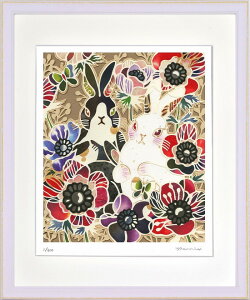 平石 智美 うさぎとアネモネ C4326 375x452x27mm ZTH-62437 アート 絵 フレーム bic-10387727s1 アートパネル アートボード 壁紙 装飾フィルム 送料無料 北欧 モダン 家具 インテリア ナチュラル テイスト